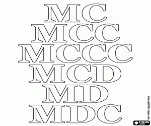 Roman numerals from 1100 to 1600 coloring page