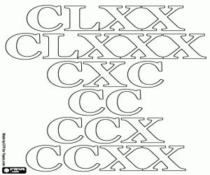Roman numerals from 170 to 220 coloring page