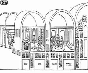 The Roman public baths, thermae coloring page