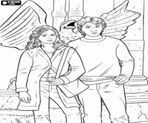 Ron and Hermione, Harry's friends coloring page