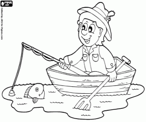 Rowboat for recreational fishing coloring page