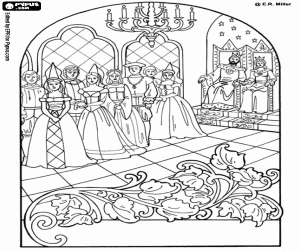 The Royal Court in the throne room coloring page