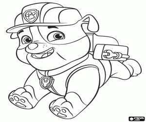 Rubble, the dog for construction coloring page
