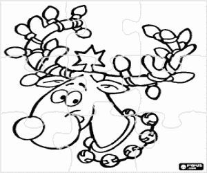 Rudolph the Reindeer's head puzzle coloring page