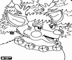 Rudolph reindeer's head coloring page