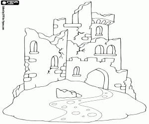 A ruined castle coloring page