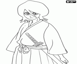 Rukia Kuchiki, character of Bleach coloring page