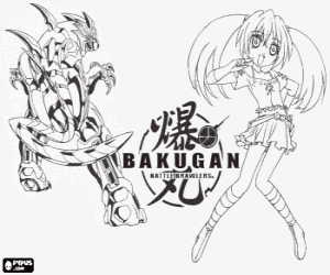 Runo and her Bakugan Tigrerra coloring page