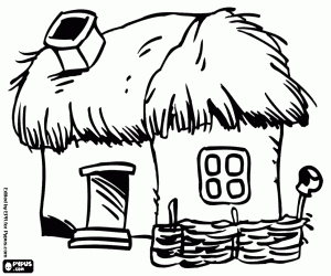 The rural house of Ukraine coloring page