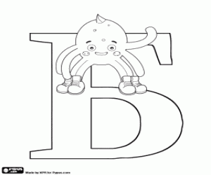 Russian letter Б and Pypus jumping coloring page