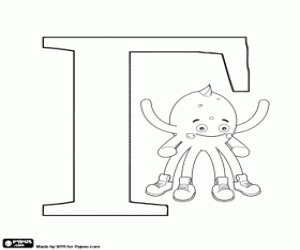 The Russian letter Г with the octopus Pypus coloring page