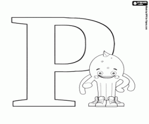 The Russian letter Р with Pypus coloring page