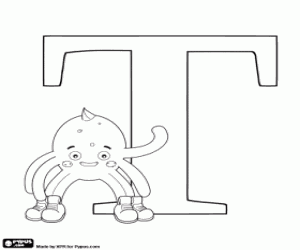 The Russian letter Т and Pypus the octopus coloring page