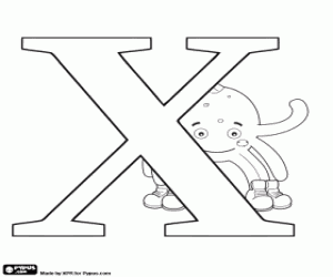 The Russian letter Х and Pypus behind coloring page