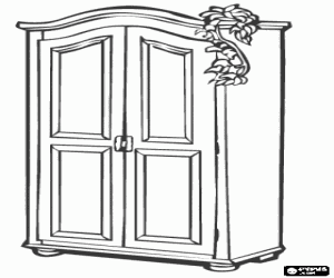 A rustic-style wardrobe coloring page