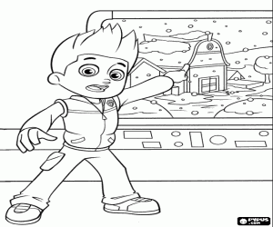 Ryder and a snowfall alert coloring page