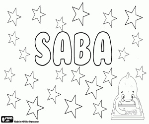 Saba, name with various origins coloring page