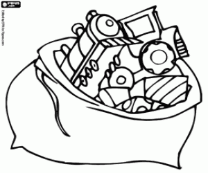 Sack with Christmas gifts coloring page