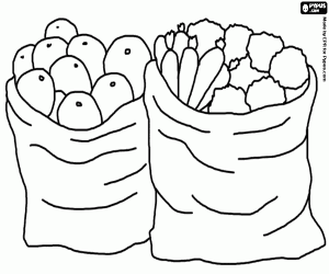 Sacks of vegetables coloring page