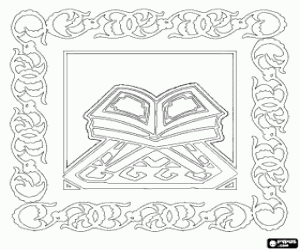 Sacred book of Islam, the Quran coloring page