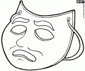 Sad mask for Carnival coloring page