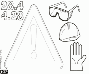 Safety and health at work coloring page