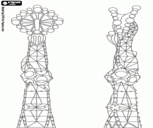 Sagrada Familia towers, Barcelona coloring page