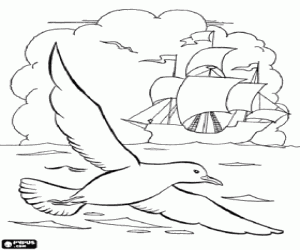 Sailors and seagulls coloring page