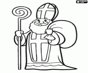 Saint Nicholas with gifts for kids coloring page