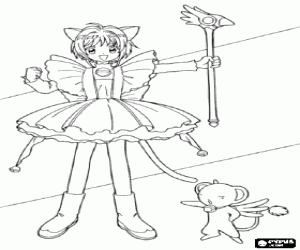 Sakura with Kero coloring page