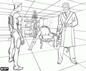 Sam and Kevin Flynn, face to face coloring page