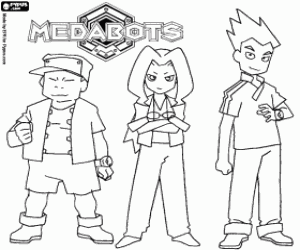 Samantha, Sloan and Spike, Medabots coloring page