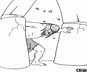 Samson destroys the temple coloring page