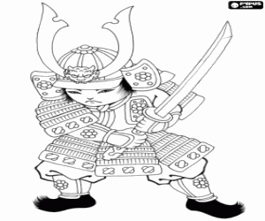 A samurai with the armour coloring page