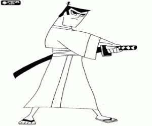 Samurai Jack with the katana coloring page