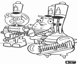 Sandy and Eugene in the musical band coloring page