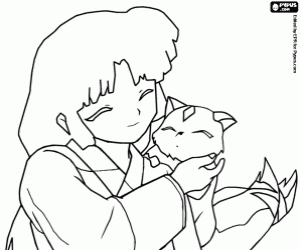 Sango and Kirara,InuYasha characters coloring page