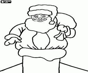 Santa Claus in the chimney coloring page