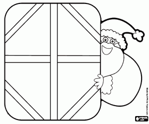 Santa Claus with a Christmas gift coloring page
