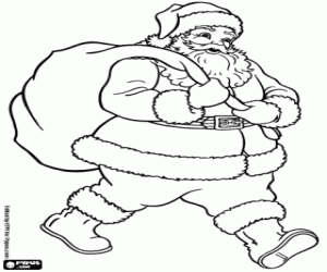 Santa Claus and Christmas gifts coloring page