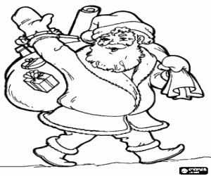 Santa Claus greets with hand coloring page