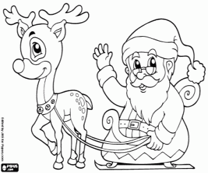Santa Claus in sleigh coloring page