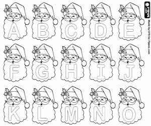 Santa Claus letters from A to O coloring page