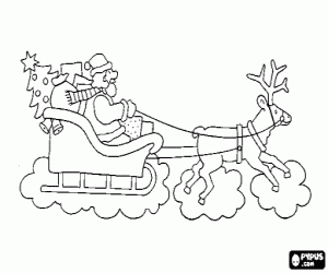 Santa Claus and the magic sleigh coloring page
