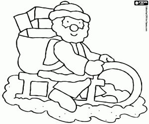 Santa Claus's sled in the snow coloring page