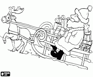 Santa Claus's sleigh in the snow coloring page