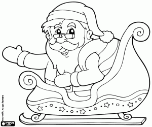 Santa Claus sitting in the sleigh coloring page
