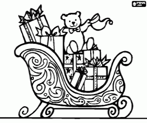 Santa Claus sled with gifts coloring page