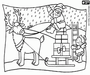 Santa Claus and sleigh with gifts coloring page