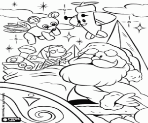 Santa Claus with sleigh and toys coloring page